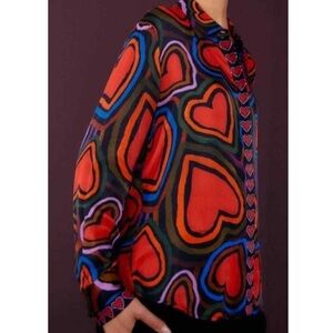 Farm Rio Wild Hearts Rainbow Button Down Top